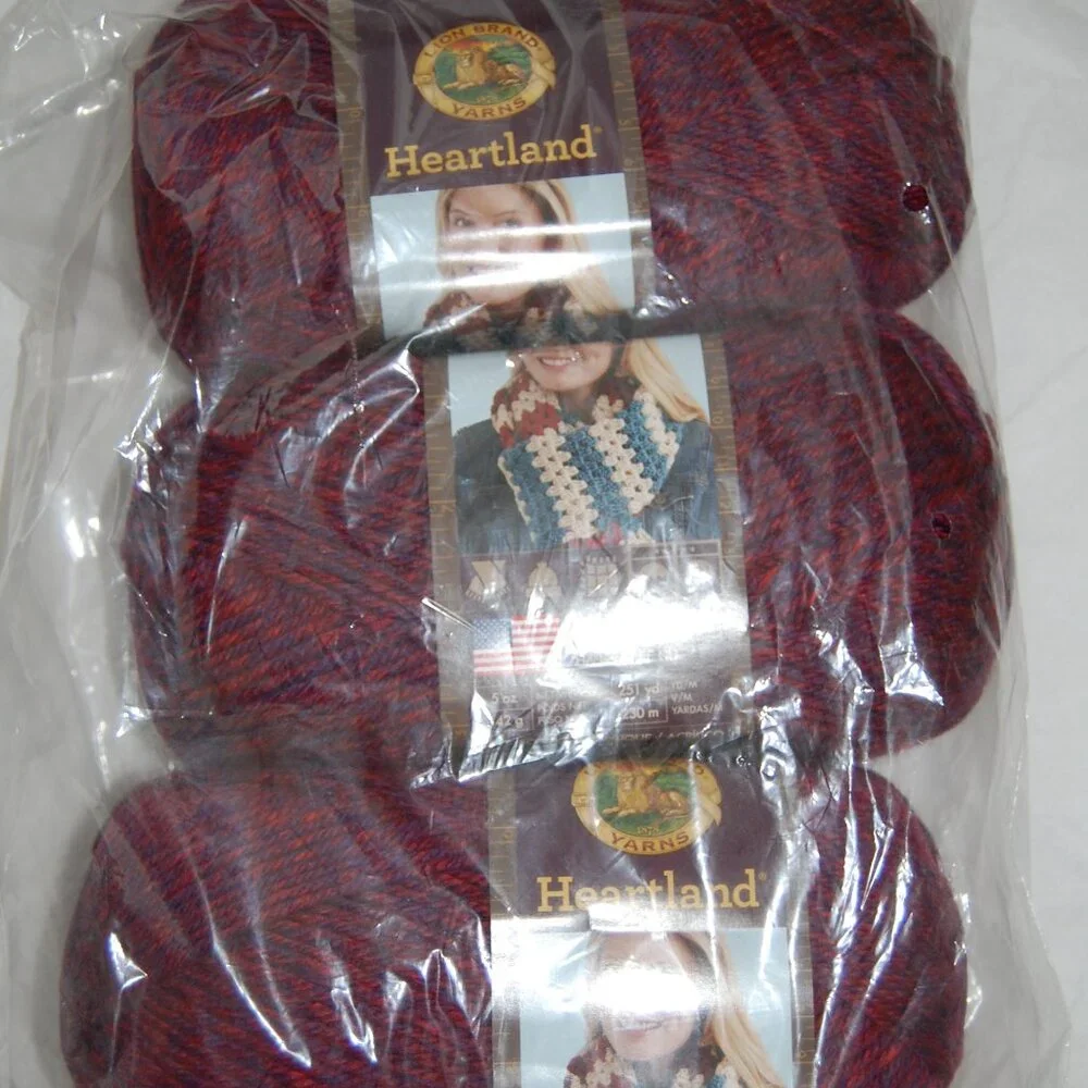 Same Dye Lot of 3, Lion Brand Heartland Yarn, #4 Worsted, Isle Royale